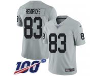 #83 Limited Ted Hendricks Silver Football Men's Jersey Oakland Raiders Inverted Legend 100th Season