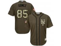 #85 Authentic Carlos Gomez Men's Green Baseball Jersey - New York Mets Salute to Service