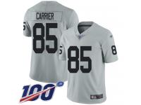 #85 Limited Derek Carrier Silver Football Men's Jersey Oakland Raiders Inverted Legend 100th Season