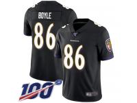 #86 Limited Nick Boyle Black Football Alternate Men's Jersey Baltimore Ravens Vapor Untouchable 100th Season