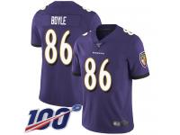 #86 Limited Nick Boyle Purple Football Home Men's Jersey Baltimore Ravens Vapor Untouchable 100th Season