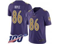 #86 Limited Nick Boyle Purple Football Men's Jersey Baltimore Ravens Rush Vapor Untouchable 100th Season