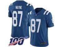 #87 Limited Reggie Wayne Royal Blue Football Home Men's Jersey Indianapolis Colts Vapor Untouchable 100th Season