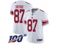 #87 Limited Sterling Shepard White Football Road Men's Jersey New York Giants Vapor Untouchable 100th Season