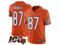 #87 Limited Tom Waddle Orange Football Alternate Men's Jersey Chicago Bears 100th Season