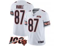 #87 Limited Tom Waddle White Football Road Men's Jersey Chicago Bears Vapor Untouchable 100th Season