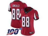 #88 Limited Tony Gonzalez Red Football Home Women's Jersey Atlanta Falcons Vapor Untouchable 100th Season
