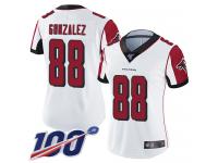 #88 Limited Tony Gonzalez White Football Road Women's Jersey Atlanta Falcons Vapor Untouchable 100th Season