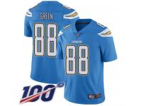 #88 Limited Virgil Green Electric Blue Football Alternate Men's Jersey Los Angeles Chargers Vapor Untouchable 100th Season