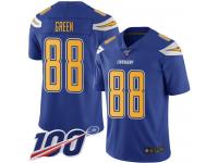#88 Limited Virgil Green Electric Blue Football Men's Jersey Los Angeles Chargers Rush Vapor Untouchable 100th Season