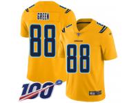#88 Limited Virgil Green Gold Football Men's Jersey Los Angeles Chargers Inverted Legend 100th Season