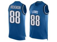 #88 T.J. Hockenson Blue Football Men's Detroit Lions Player Name & Number Tank Top