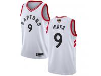 #9  Serge Ibaka White Basketball Men's Jersey Toronto Raptors Association Edition 2019 Basketball Finals Bound