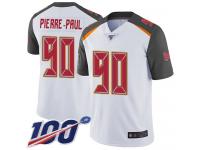 #90 Limited Jason Pierre-Paul White Football Road Youth Jersey Tampa Bay Buccaneers Vapor Untouchable 100th Season