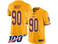 #90 Limited Montez Sweat Gold Football Men's Jersey Washington Redskins Rush Vapor Untouchable 100th Season