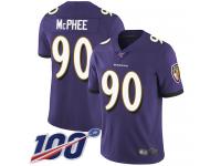 #90 Limited Pernell McPhee Purple Football Home Men's Jersey Baltimore Ravens Vapor Untouchable 100th Season