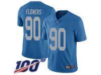 #90 Limited Trey Flowers Blue Football Alternate Youth Jersey Detroit Lions Vapor Untouchable 100th Season