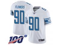 #90 Limited Trey Flowers White Football Road Youth Jersey Detroit Lions Vapor Untouchable 100th Season