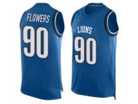 #90 Trey Flowers Blue Football Men's Jersey Detroit Lions Player Name & Number Tank Top