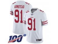 #91 Limited Arik Armstead White Football Road Men's Jersey San Francisco 49ers Vapor Untouchable 100th Season