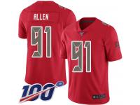 #91 Limited Beau Allen Red Football Men's Jersey Tampa Bay Buccaneers Rush Vapor Untouchable 100th Season