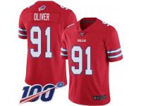 #91 Limited Ed Oliver Red Football Men's Jersey Buffalo Bills Rush Vapor Untouchable 100th Season