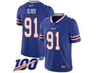 #91 Limited Ed Oliver Royal Blue Football Home Men's Jersey Buffalo Bills Vapor Untouchable 100th Season