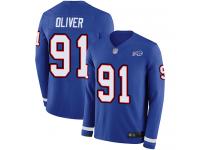 #91 Limited Ed Oliver Royal Blue Football Men's Jersey Buffalo Bills Therma Long Sleeve