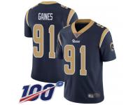 #91 Limited Greg Gaines Navy Blue Football Home Men's Jersey Los Angeles Rams Vapor Untouchable 100th Season