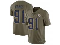 #91 Limited Greg Gaines Olive Football Men's Jersey Los Angeles Rams 2017 Salute to Service