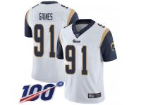#91 Limited Greg Gaines White Football Road Men's Jersey Los Angeles Rams Vapor Untouchable 100th Season