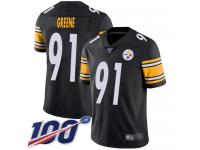#91 Limited Kevin Greene Black Football Home Men's Jersey Pittsburgh Steelers Vapor Untouchable 100th Season