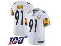 #91 Limited Kevin Greene White Football Road Men's Jersey Pittsburgh Steelers Vapor Untouchable 100th Season