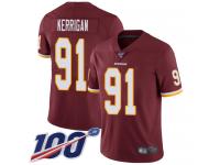#91 Limited Ryan Kerrigan Burgundy Red Football Home Men's Jersey Washington Redskins Vapor Untouchable 100th Season
