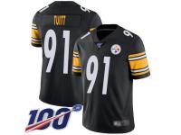 #91 Limited Stephon Tuitt Black Football Home Men's Jersey Pittsburgh Steelers Vapor Untouchable 100th Season