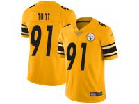 #91 Limited Stephon Tuitt Gold Football Men's Jersey Pittsburgh Steelers Inverted Legend Vapor Rush