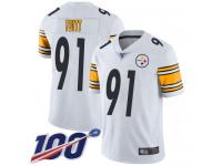 #91 Limited Stephon Tuitt White Football Road Men's Jersey Pittsburgh Steelers Vapor Untouchable 100th Season