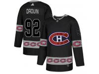 #92 Adidas Authentic Jonathan Drouin Men's Black NHL Jersey - Montreal Canadiens Team Logo Fashion