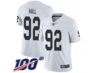 #92 Limited P.J. Hall White Football Road Men's Jersey Oakland Raiders Vapor Untouchable 100th Season