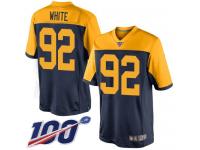 #92 Limited Reggie White Navy Blue Football Alternate Men's Jersey Green Bay Packers 100th Season