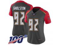 #92 Limited William Gholston Gray Football Women's Jersey Tampa Bay Buccaneers Inverted Legend 100th Season