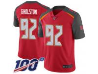 #92 Limited William Gholston Red Football Home Men's Jersey Tampa Bay Buccaneers Vapor Untouchable 100th Season