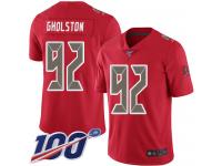 #92 Limited William Gholston Red Football Men's Jersey Tampa Bay Buccaneers Rush Vapor Untouchable 100th Season