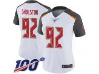 #92 Limited William Gholston White Football Road Women's Jersey Tampa Bay Buccaneers Vapor Untouchable 100th Season