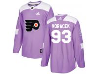 #93 Authentic Jakub Voracek Purple Adidas NHL Men's Jersey Philadelphia Flyers Fights Cancer Practice