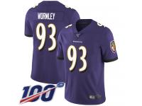 #93 Limited Chris Wormley Purple Football Home Men's Jersey Baltimore Ravens Vapor Untouchable 100th Season