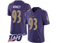 #93 Limited Chris Wormley Purple Football Men's Jersey Baltimore Ravens Rush Vapor Untouchable 100th Season