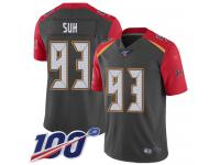 #93 Limited Ndamukong Suh Gray Football Men's Jersey Tampa Bay Buccaneers Inverted Legend 100th Season