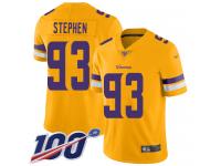 #93 Limited Shamar Stephen Gold Football Youth Jersey Minnesota Vikings Inverted Legend 100th Season