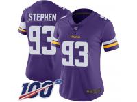 #93 Limited Shamar Stephen Purple Football Home Women's Jersey Minnesota Vikings Vapor Untouchable 100th Season